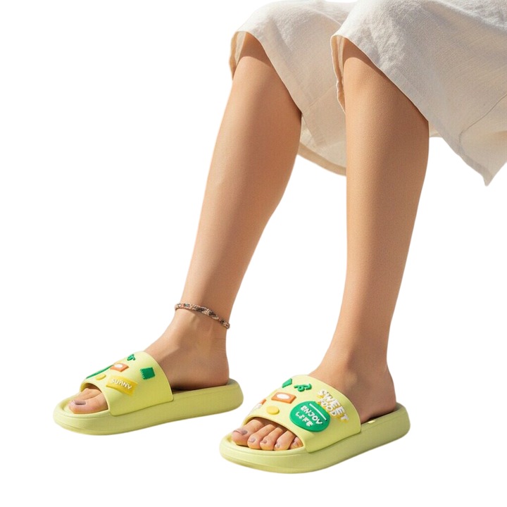 Papuci veseli H726verde 123857, Verde, 40