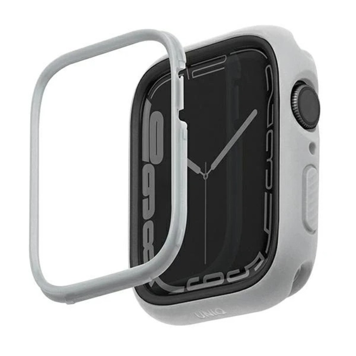 Husa de protectie Uniq Moduo pentru Apple Watch Series 4/5/6/7/8/SE 40/41mm, set cu 2 rame interschimbabile, gri cret, TPU