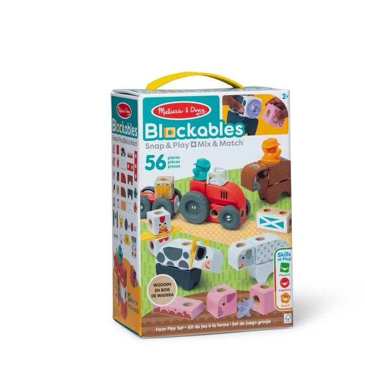 Комплект дървен конструктор Melissa & Doug, Ферма, 56 части