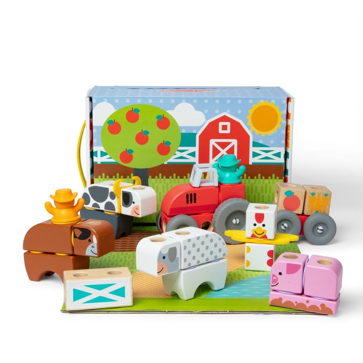 Комплект дървен конструктор Melissa & Doug, Ферма, 56 части