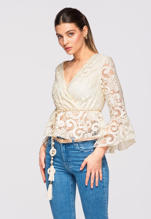 Bluza cu dantela LARICA OW-TS-E0021, Bej