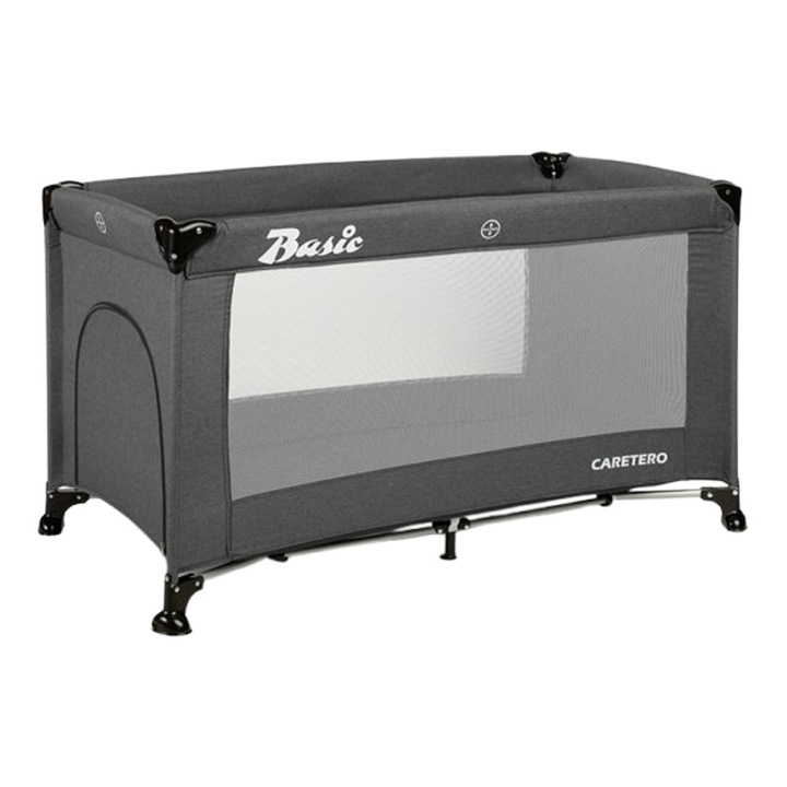 Patut pliabil, ideal pentru calatorii, joaca dar si patut traditional, Caretero Basic Grafit 301130, Gri