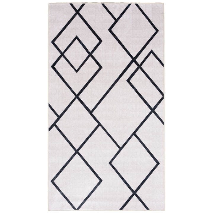 Covor printat fake mink Koga Splendid, 80x140 cm, blana artificiala ultra-moale tip nurca, poliester, spate antialunecare, alb