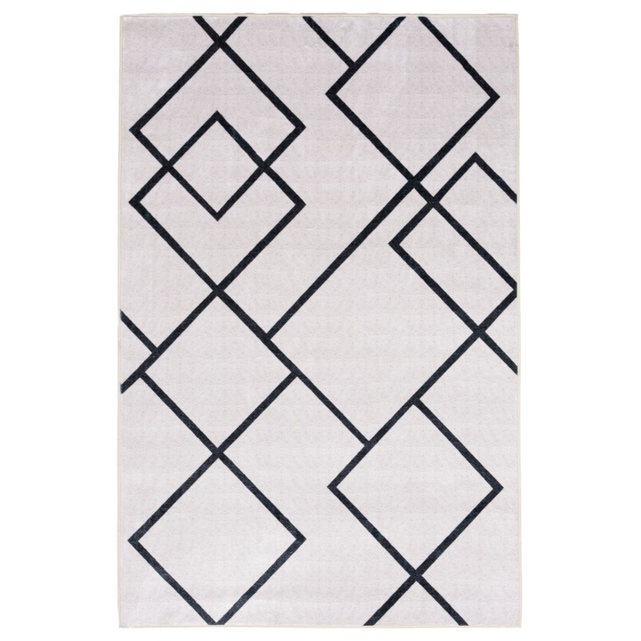 Covor printat fake mink Koga Splendid, 160x230 cm, blana artificiala ultra-moale tip nurca, poliester, spate antialunecare, alb