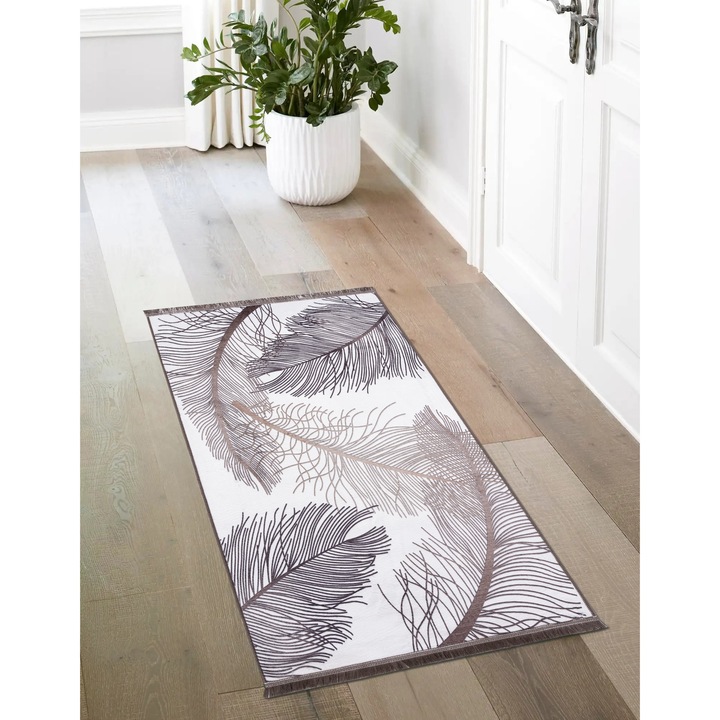 Covor printat Napo Splendid, 60x120 cm, poliester, spate antialunecare, bej