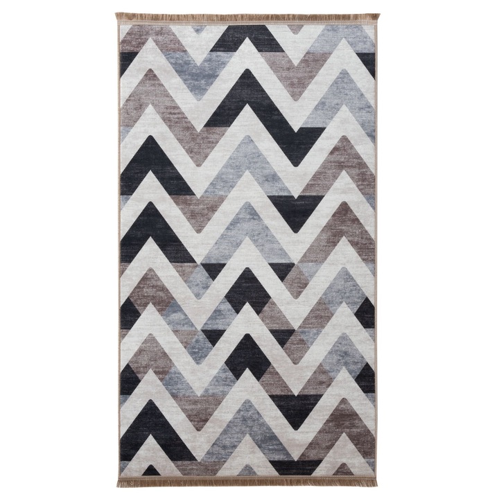 Covor printat Tobo Splendid, 60x120 cm, poliester, spate antialunecare, maro