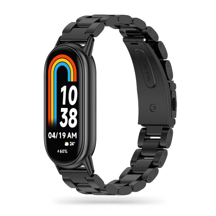 Fitnesz karkötő szett 1x Tech-Protect rozsdamentes, fekete, rozsdamentes acélból, állítható, Xiaomi Smart Band 8 / 8 NFC-hez