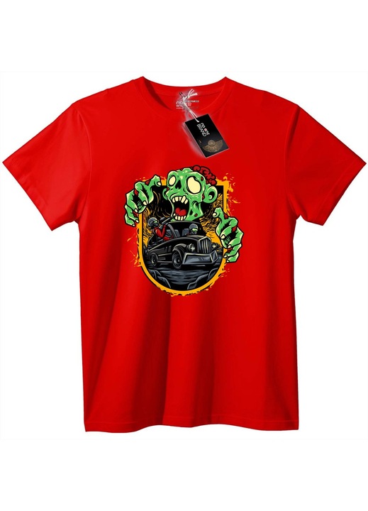 Tricou Evadare cu Mașina Zombie, Rosu