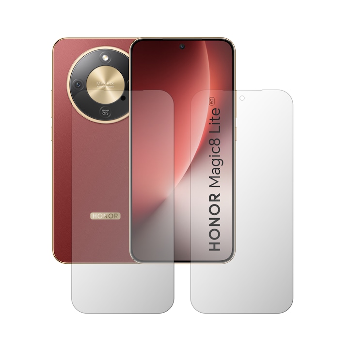 Set 2X Folie Protectie Ecran Folie24, pentru Honor Magic8 Lite, 1X Ultra-Clear + 1X Mata, Acoperire Totala Full-Display, Adezive, Flexibile cu Auto Regenerare