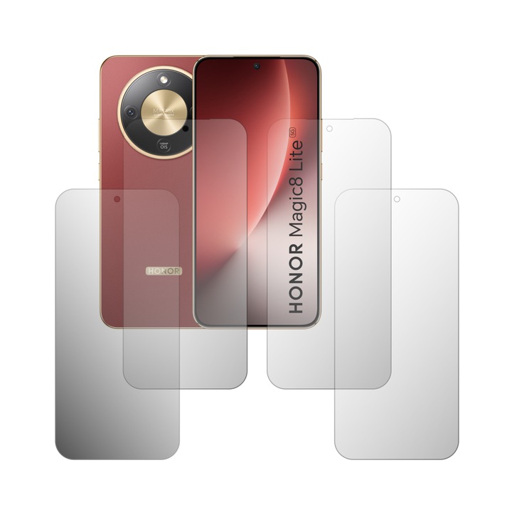 Set 4X Folie Protectie Ecran Folie24, pentru Honor Magic8 Lite, 2X Ultra-Clear + 2X Mate, Acoperire Full-Display si Case-Friendly, Adezive, Flexibile cu Auto Regenerare