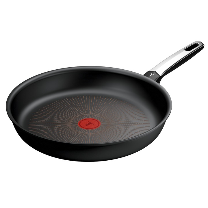 Tigaie Tefal Excellence, 30 cm, inductie, invelis antiaderent, indicator Thermo-Signal, aluminiu, negru
