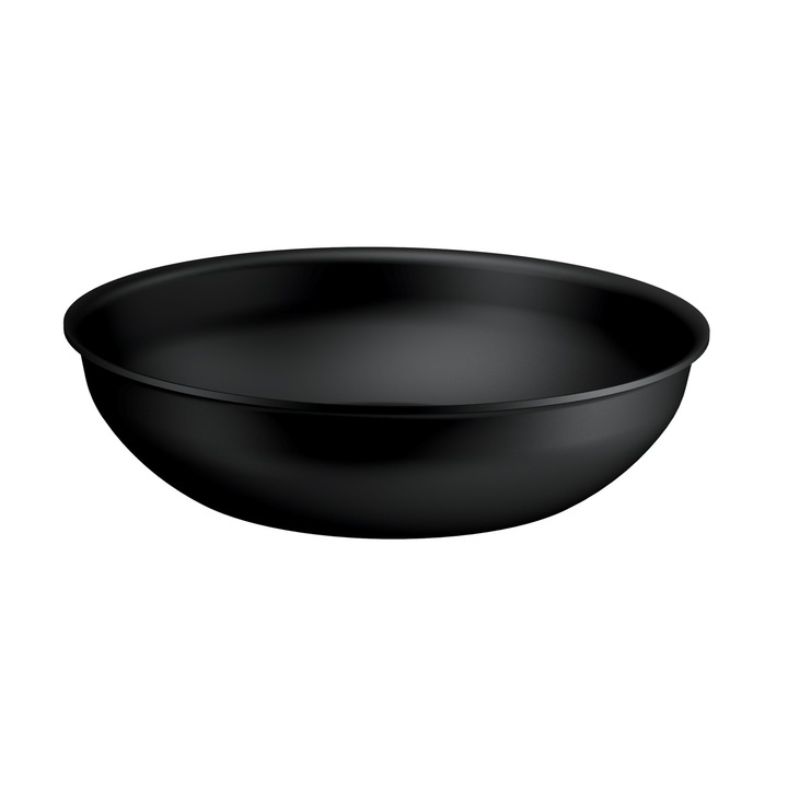 Tigaie wok Tefal Ingenio Excellence+, 28 cm, inductie, invelis antiaderent, indicator Thermo-Signal, tehnologie FUSION CORE, aluminiu, negru