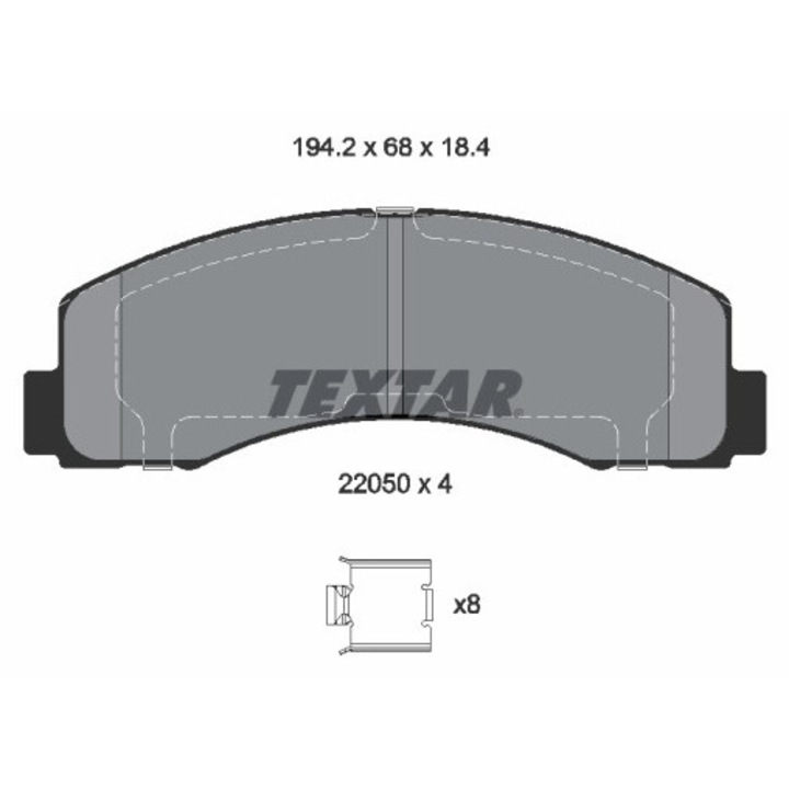Комплект накладки Textar 2205002 за Ford USA Expedition/F-150, одобрени, съвместими с няколко варианта на двигателя