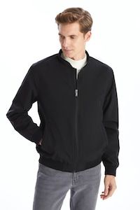 LC WAIKIKI, Jacheta bomber slim fit cu fermoar, Negru, 2XL