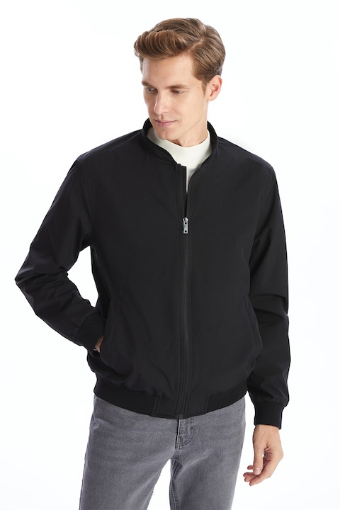 LC WAIKIKI, Jacheta bomber slim fit cu fermoar, Negru