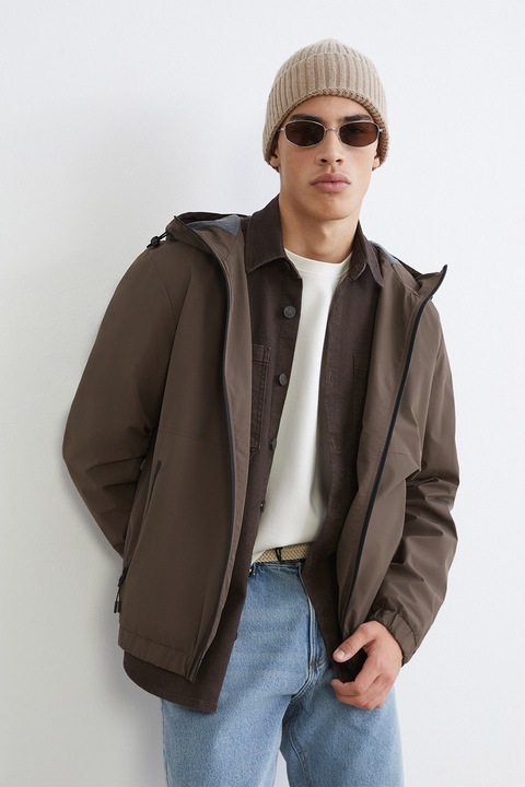 LC WAIKIKI, Jacheta cu gluga si buzunare, Maro pamantiu