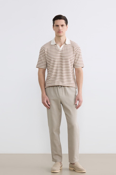 LC WAIKIKI, Pantaloni de bumbac cu talie ajustabila, Alb murdar