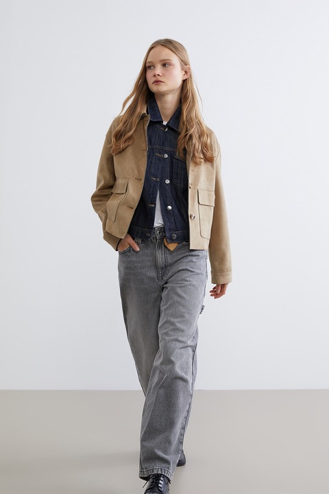 LC WAIKIKI, Blugi cu croiala baggy si talie inalta, Gri inchis