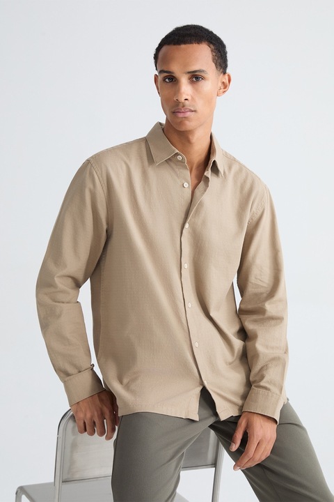 LC WAIKIKI, Camasa relaxed fit din bumbac, Maro nisip