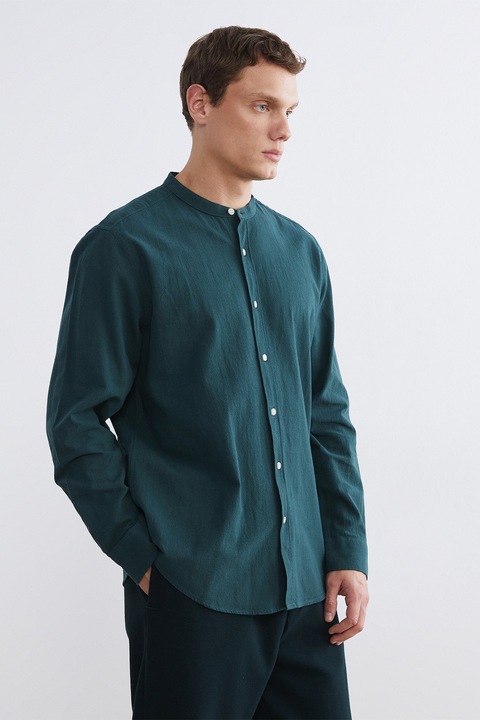 LC WAIKIKI, Camasa cu guler Mao, Albastru petrol, L