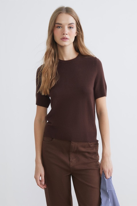 LC WAIKIKI, Pulover cu maneci scurte, Maro cognac, L