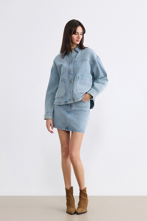 LC WAIKIKI, Fusta mini din denim, Albastru prafuit