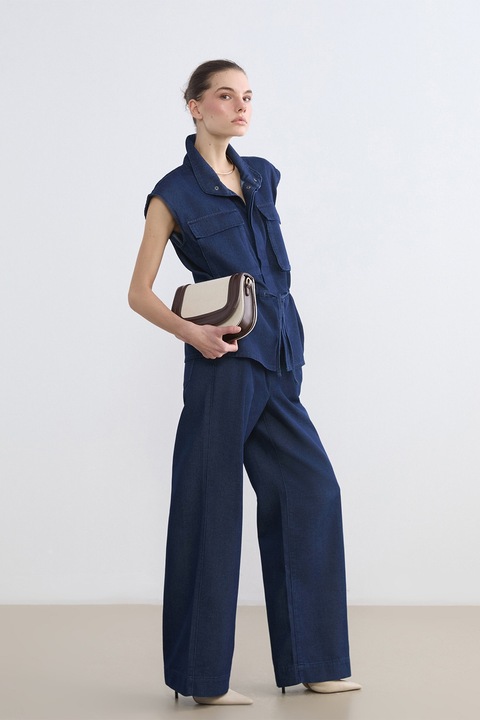 LC WAIKIKI, Blugi cu croiala ampla si snur de ajustare in talie, Bleumarin