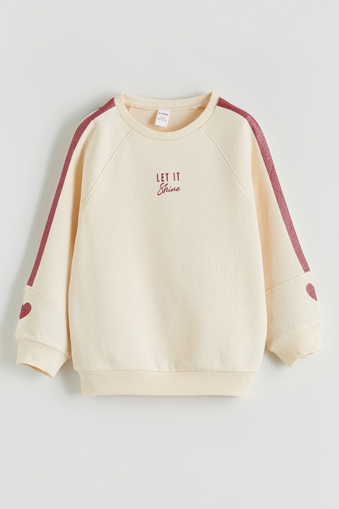 LC WAIKIKI, Bluza de trening din bumbac cu maneci raglan, Roz zmeuriu/Bej deschis