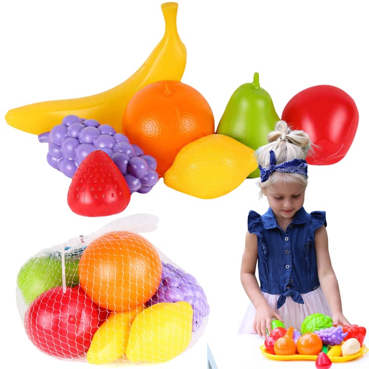 Set de fructe, maksik, 7 piese, multicolor, 16x12x12cm