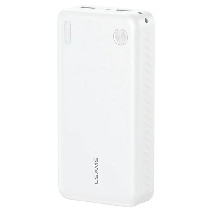 Външна батерия USAMS PB83, 20000mAh, 1x USB-C, 2x USB-A, Quick Charge 3.0, Бял