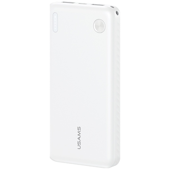 Външна батерия USAMS PB83, 10000mAh, 1x USB-C, 2x USB-A, Quick Charge 3.0, Бял