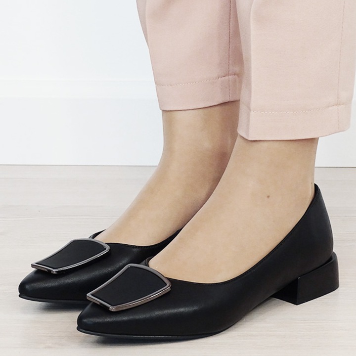 Pantofi eleganti SOFILINE din piele naturala, negri, toc gros 3 cm, marime 38 EU