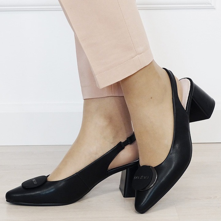 Pantofi negru eleganti din piele naturala B-BY6887-1 03 12307, Negru