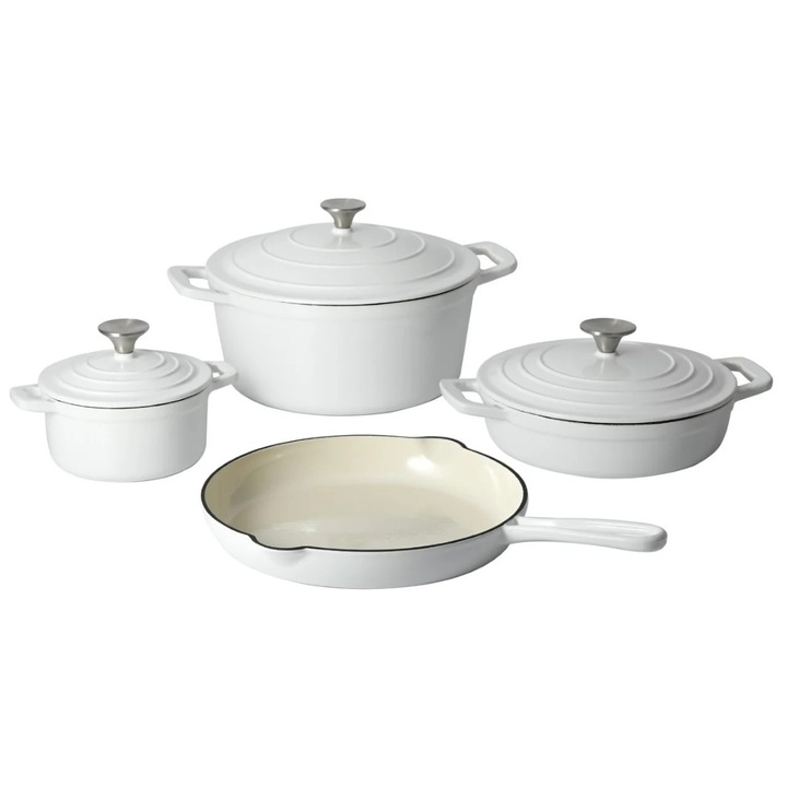 Set oale de fonta 7 piese XANTEN CARL SCHMIDT SOHN 098405, alb, compatibil toate tipurile de plite