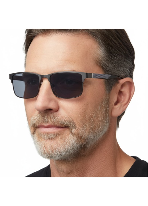 Ochelari de soare barbati, Stylion, model SPM41, gri/negru, set complet cu accesorii