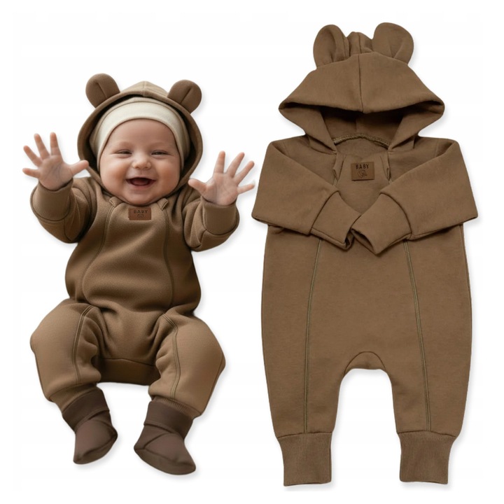 Salopeta bebe Dartomik 56 bumbac 100% doua fermoare cappuccino