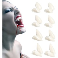 Set din 8 perechi de colti de vampir, Halloween, dimensiuni variate 13x19mm, material medical, reutilizabili