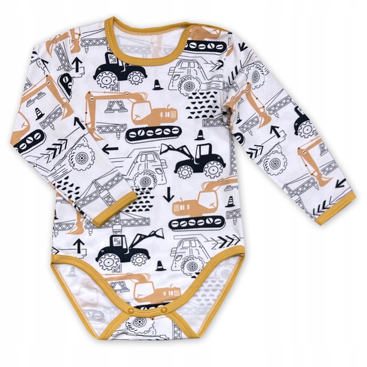 Body copii Dartomik, maneca lunga, bumbac, excavatoare, multicolor, Multicolor