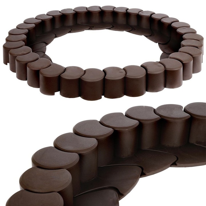 Комплект 32 елемента пластмасова градинска ограда, Артемис, кафяв цвят, 410x15см