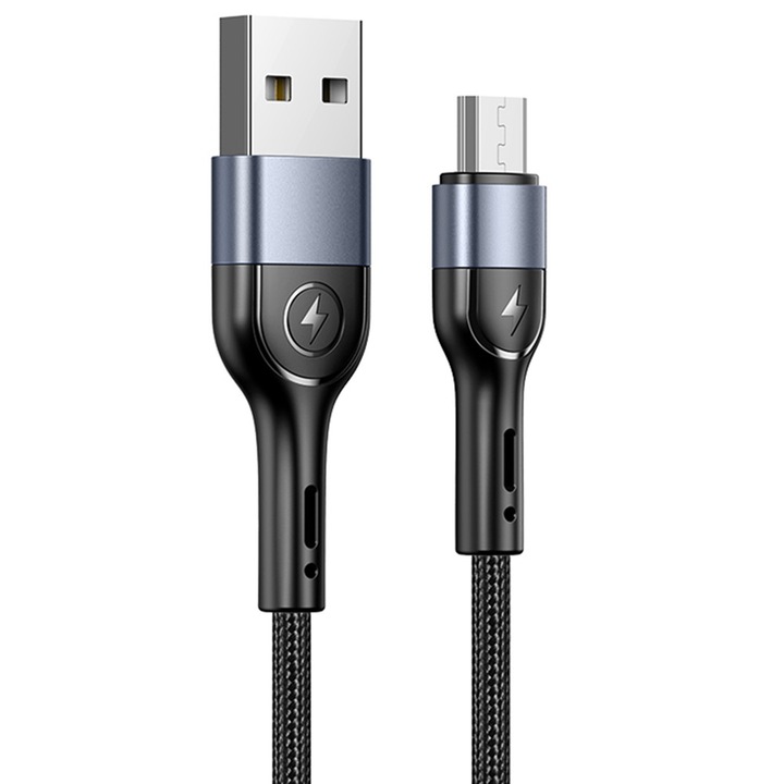 Кабел за данни Usams U55 Micro Aluminium Alloy Braided 1m - черен