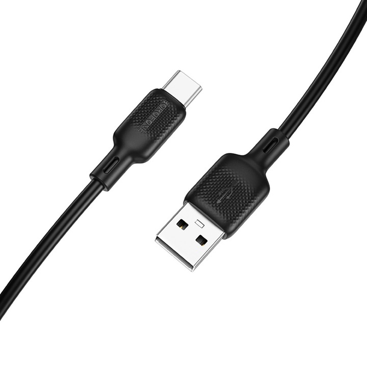 Adat- és töltőkábel USB-ről USB-C-re, 2 m, Borofone, fekete színű, BX113