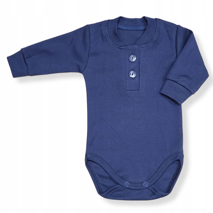 Body copii Dartomik, bleumarin, bumbac, maneca lunga, inchidere cu nasturi, 74 CM