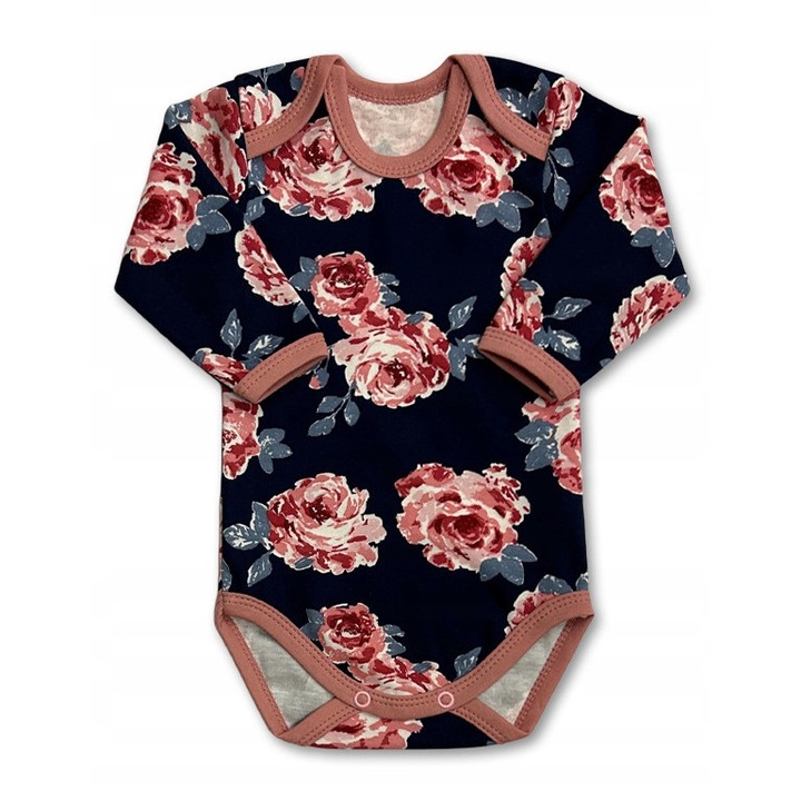 Body copii Dartomik, model cu maneca lunga, bumbac, trandafiri, multicolor