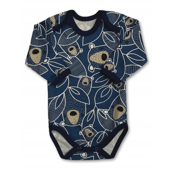 Body copii Dartomik, maneca lunga, bumbac 100%, bleumarin, 110 CM