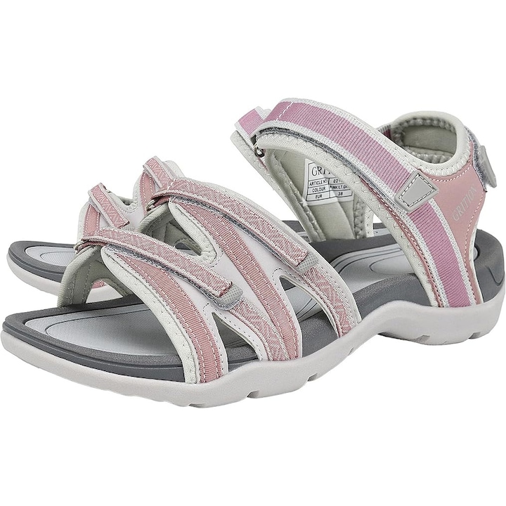 Sandale trekking dama, roz, impermeabile, cu barete reglabile, talpa antiderapanta, usoare, 41 EU