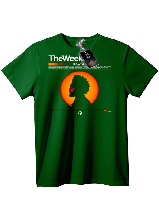 Тениска The Weeknd Dawn FM, Тъмнозелен