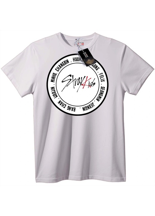 Tricou cu Logo Stray Kids, Alb