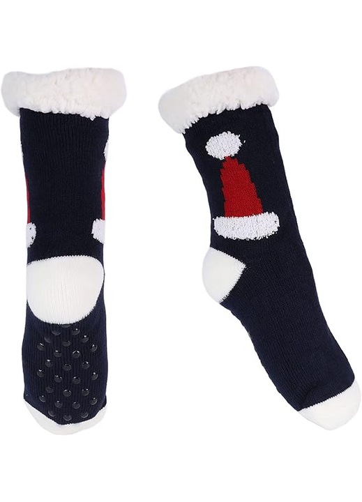 Sosete dama Ever Bloom, negre, universale, cu interior calduros si talpa antiderapanta