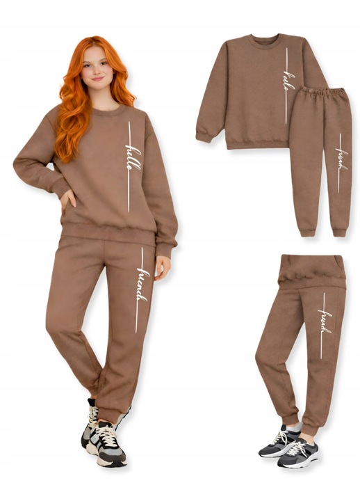 Set trening dama Dartomik, bumbac, cappuccino, L INTL