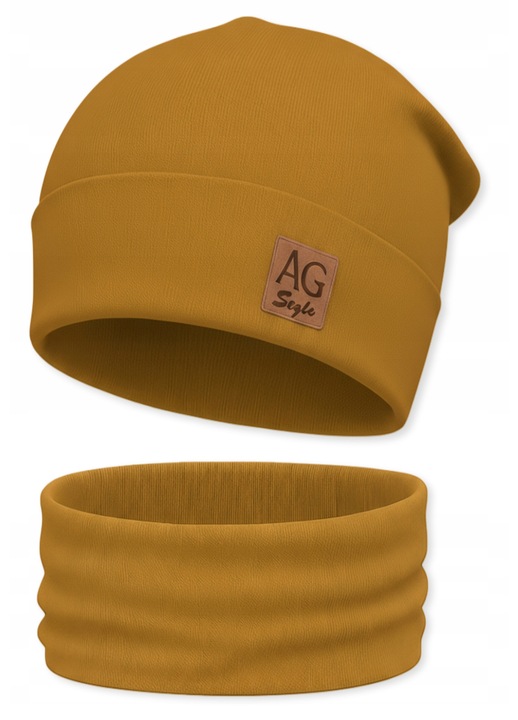 Set caciula si fular unisex Dartomik, mustar